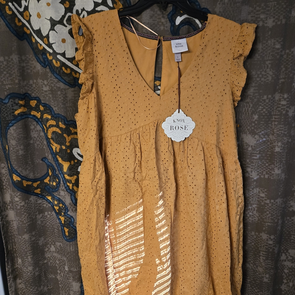 Knox Rose Mustard Yellow Eyelet Dress